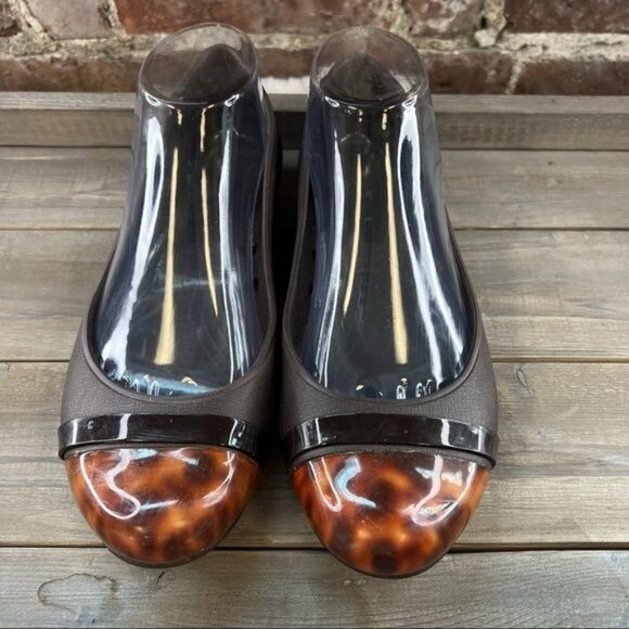 Crocs Cap Toe Tortoise Ballet Flats Brown Slip On Comfort Women's Size 7 - Picture 2 of 9